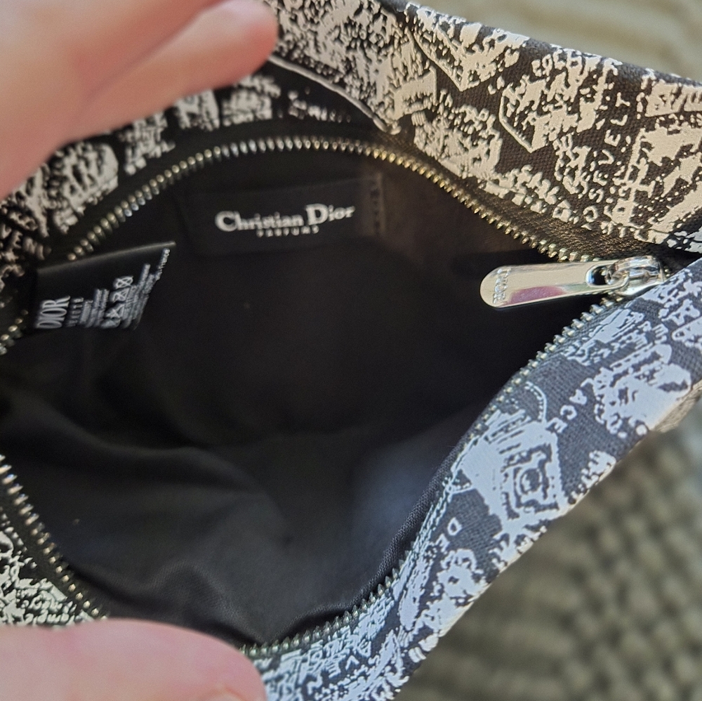Christian Dior Black and White Canvas Pouch - Picture 3 of 5